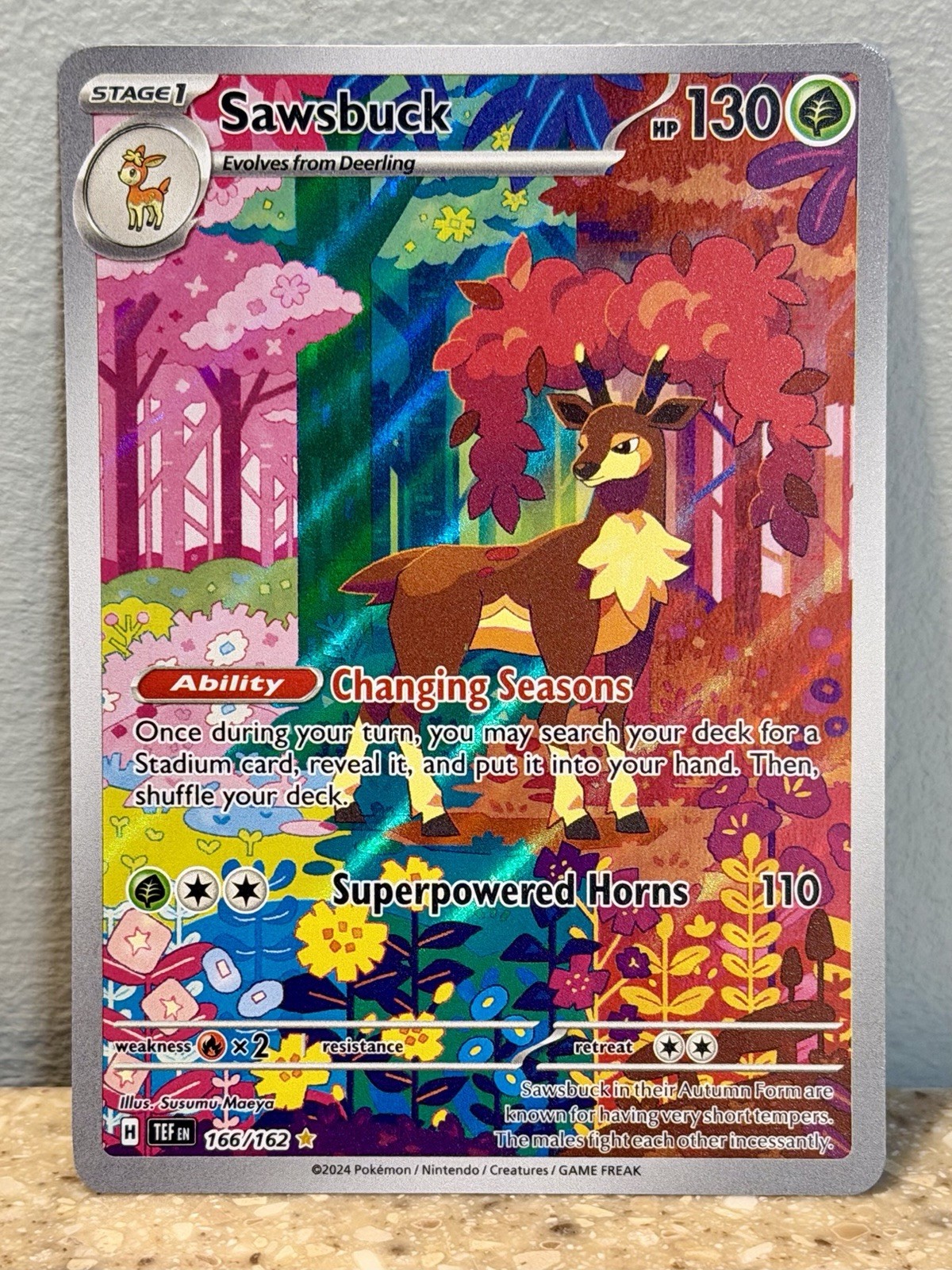 Sawsbuck 166/162 Illustration Rare Holo Temporal Forces Pokemon TCG NM
