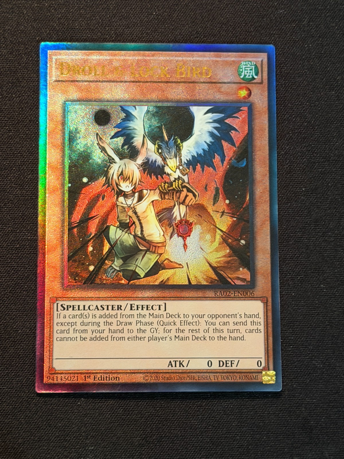 Yu-Gi-Oh! TCG Droll & Lock Bird RA02-EN006 Ultimate Rare – NM/M – 1st Ed.