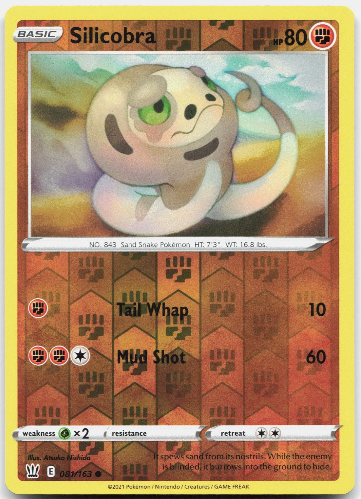 Silicobra Reverse Holo SWSH05: Battle Styles 081/163 NM Atsuko Nishida