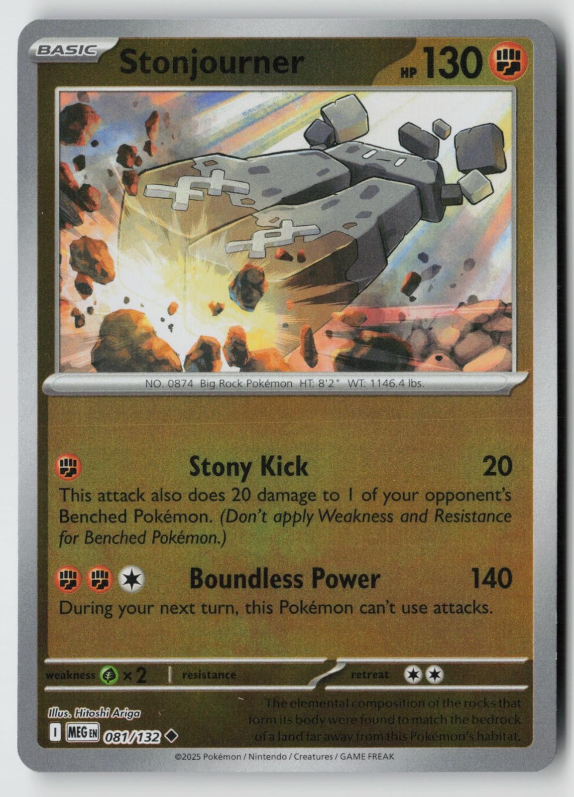 Stonjourner 081/132 Mega Evolution Pokemon Reverse Holo NM HITOSHI ARIGA