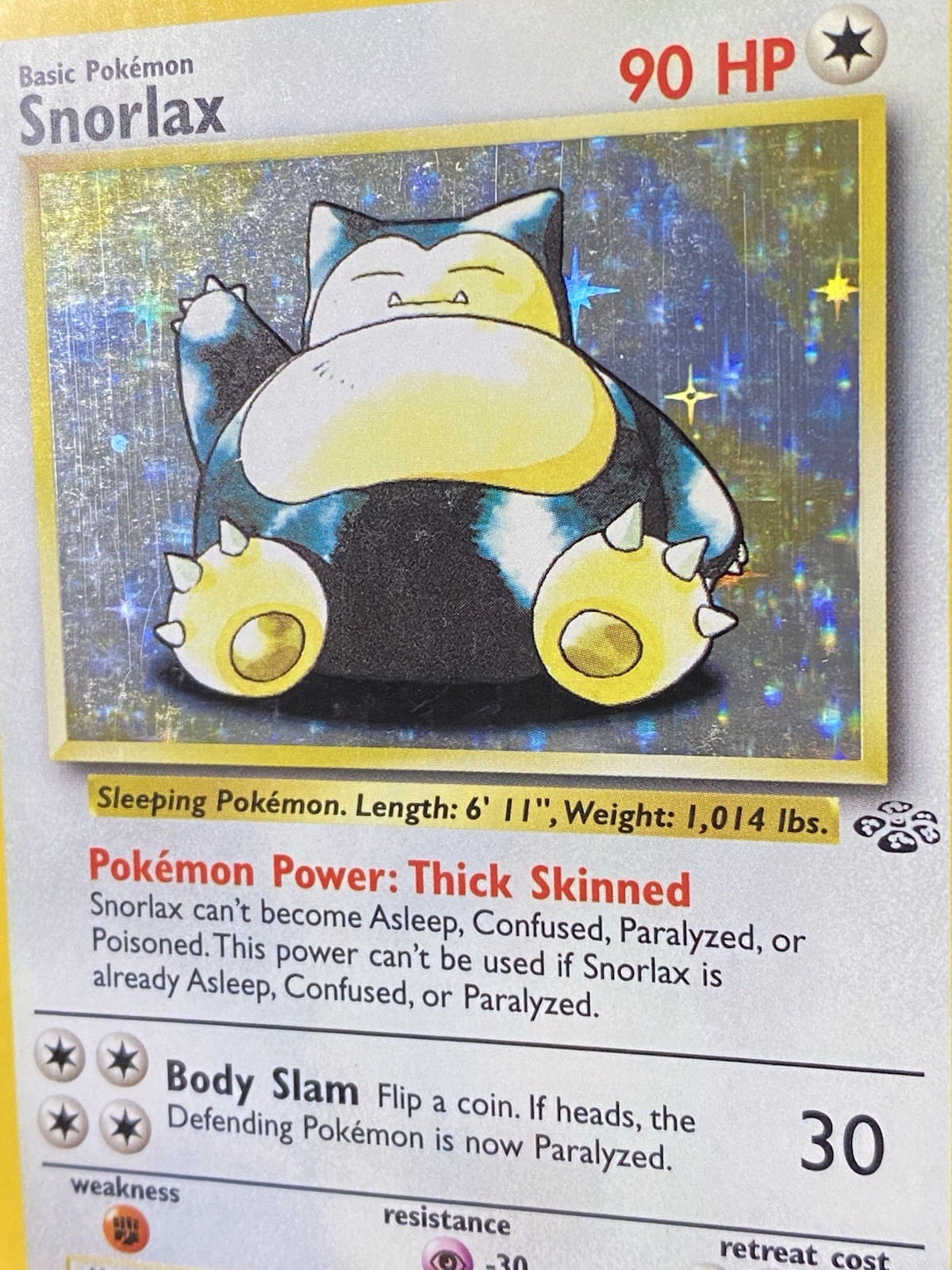 Pokémon TCG Snorlax Holo Card Jungle Set, Unlimited Rare, Card 11/64 LP