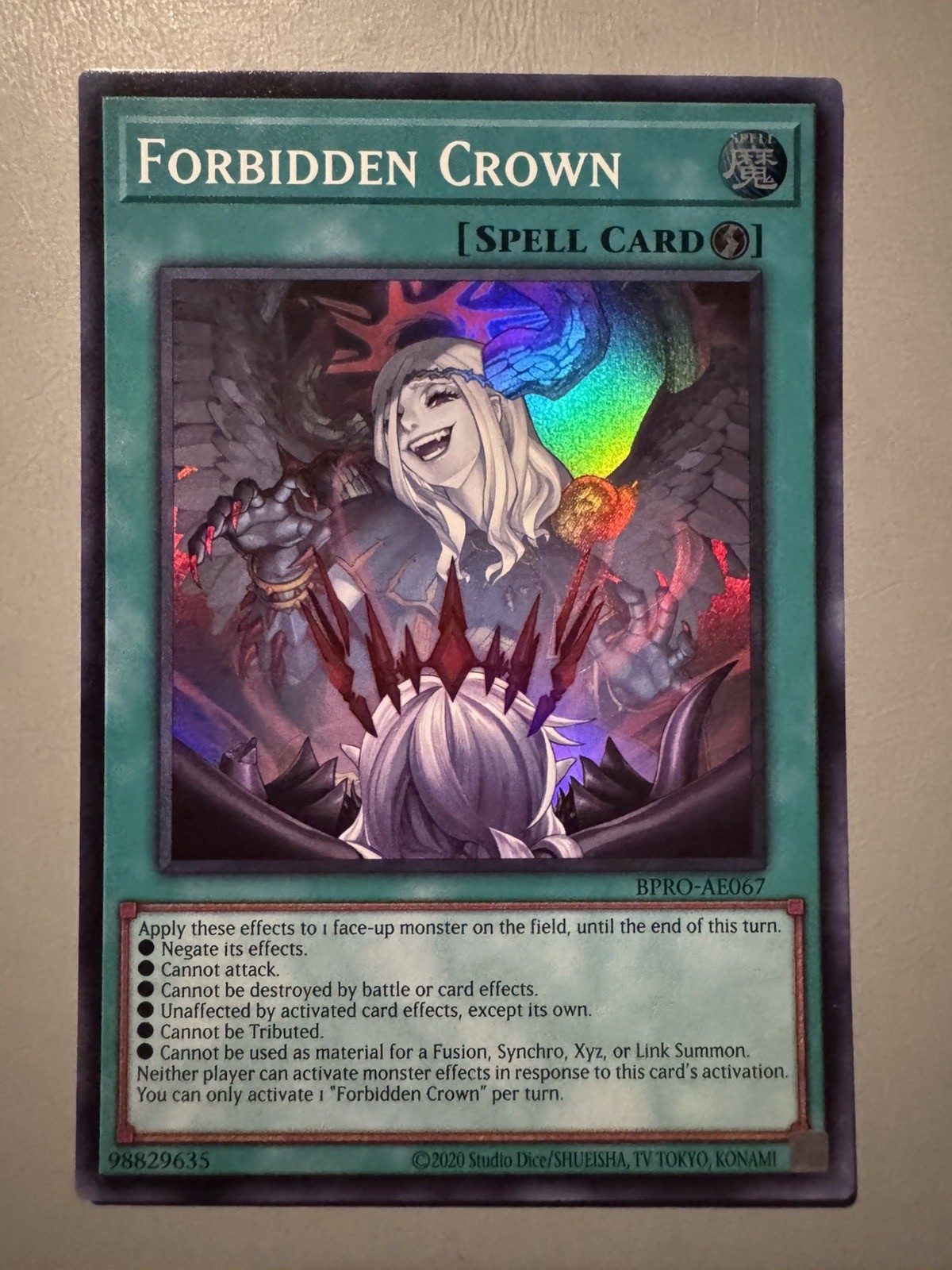 YUGIOH FORBIDDEN CROWN (SPELL) ASIA ENGLISH EDITION BPRO-AE067 SUPER RARE