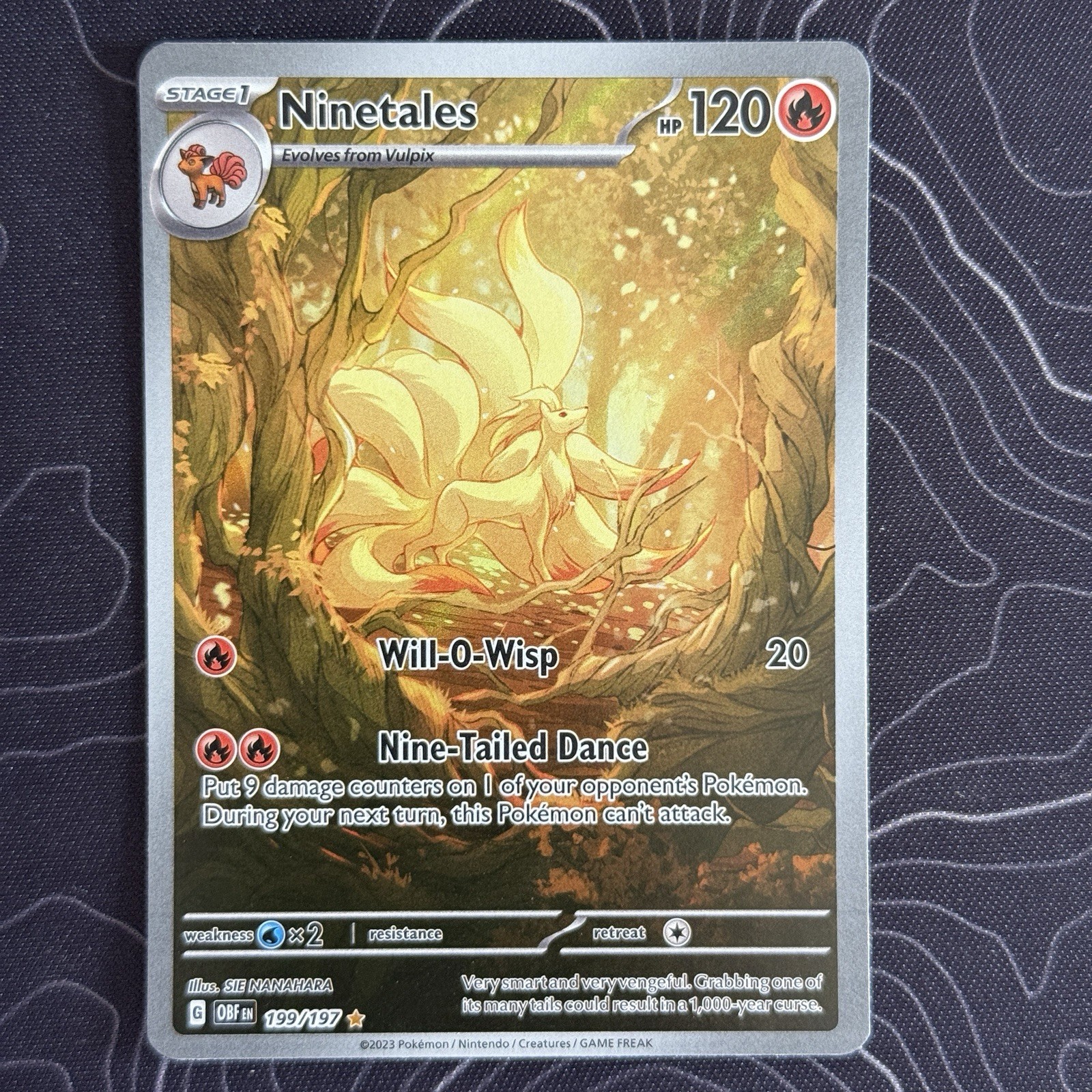 Ninetales 199/197 Illustration Rare Obsidian Flames NM Pokémon TCG