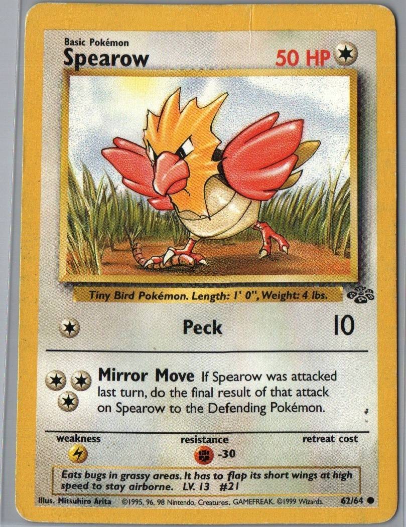Spearow 62/64 Common Jungle Pokemon Unlimited Damaged