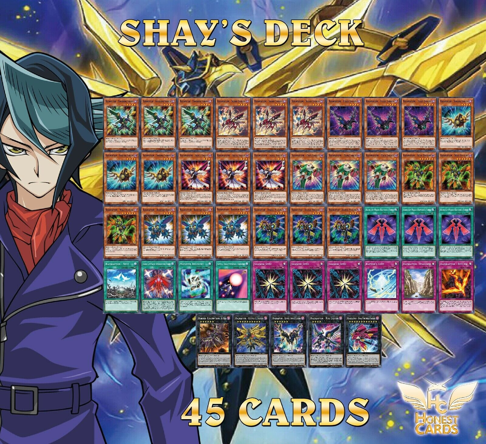Arc-V! Complete Shay Obsidian Deck! Raidraptor Falcon + Ultimate *Hot* + Bonus!