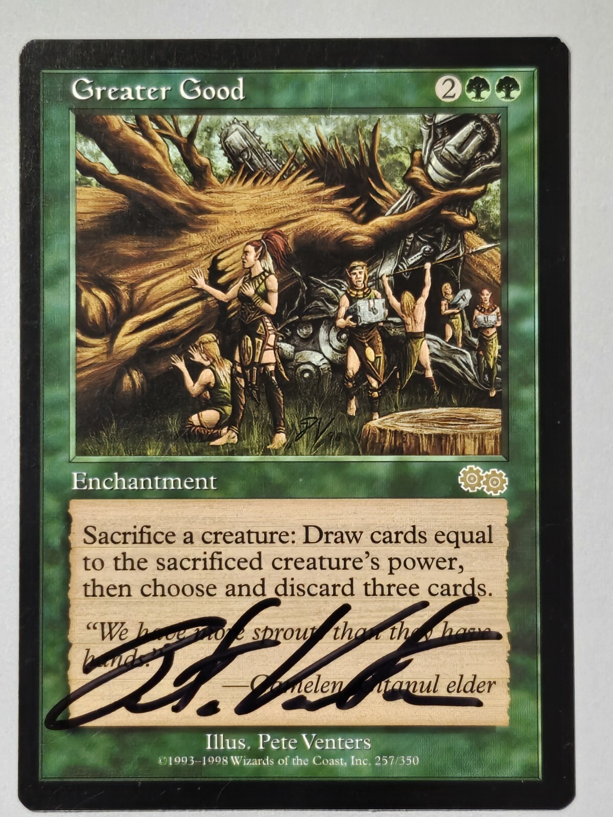 GREATER GOOD (Urza’s Saga) Pete Venters ARTIST SIGNED Auto MTG NM! Magic