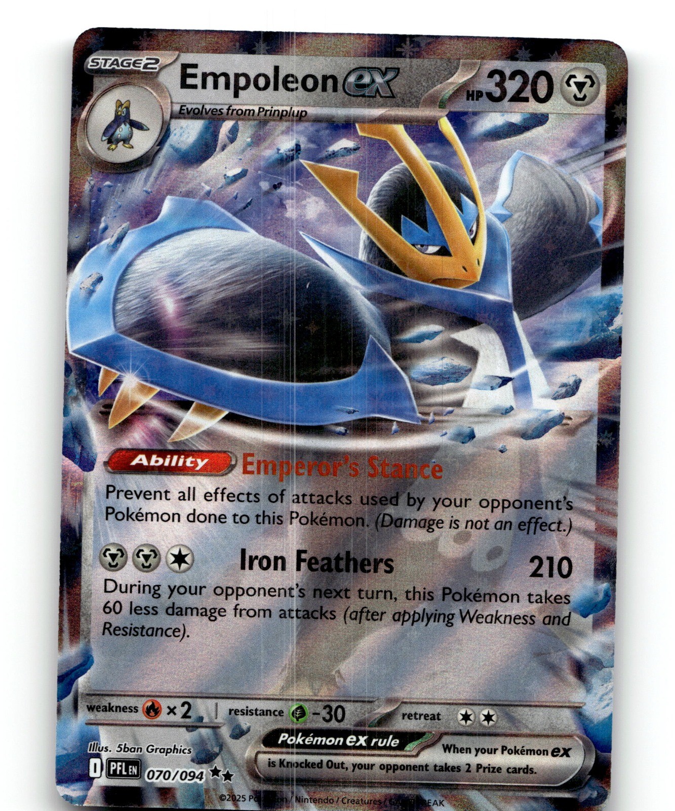 Empoleon ex Holo Double Rare ME02: Phantasmal Flames 070/094 NM 5ban Graphics