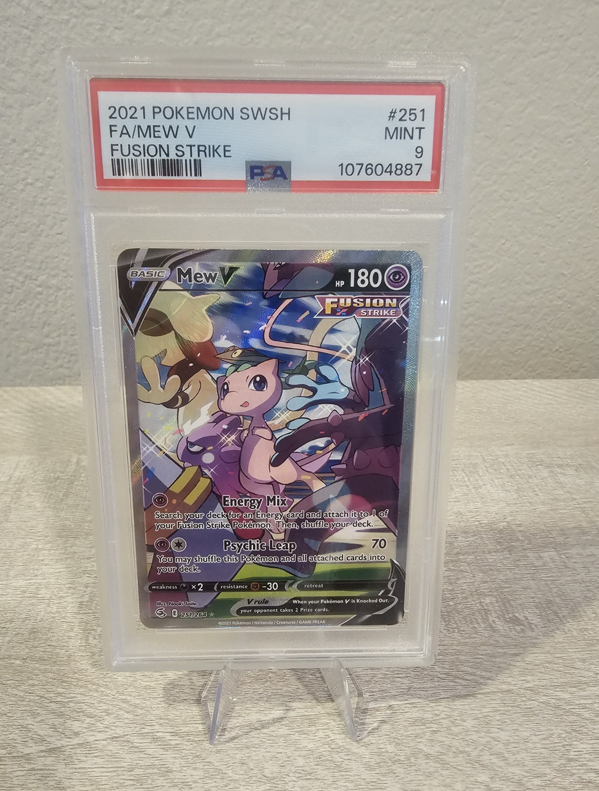 Pokemon Mew V 251/264 Holo Full Art PSA 9 English Fusion Strike 2021