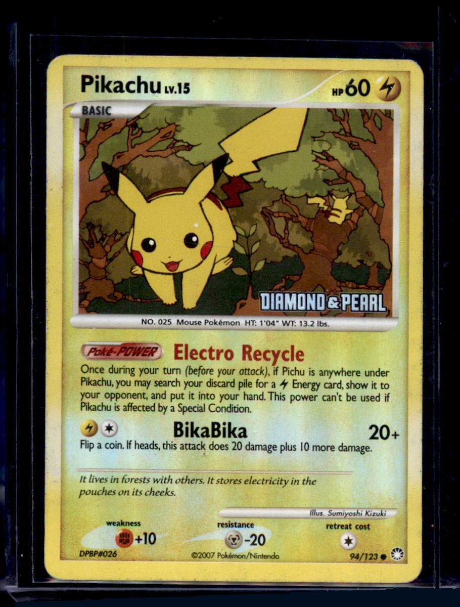 Pikachu 094/123 Promo Burger King Pokemon Reverse Holo Heavily Played