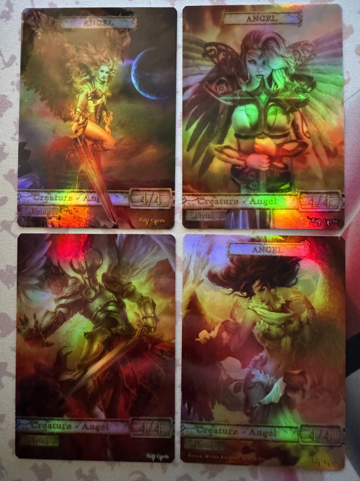 Magic the Gathering: MTG (4x) Custom Angel-Creature Token Proxies HOLO FOIL