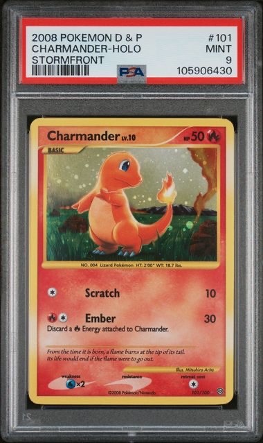 Charmander Holo 101/100 PSA 9 – 2008 Pokemon DP Stormfront Secret Rare