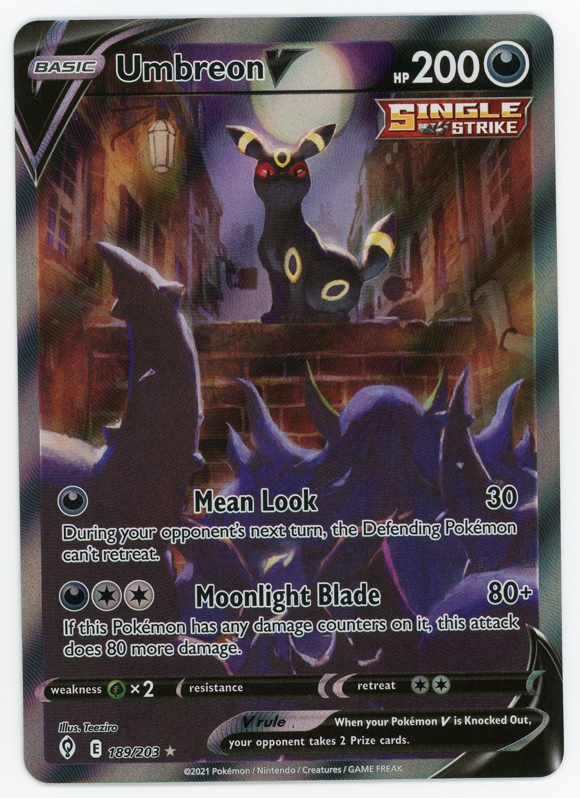 Umbreon V (Alternate Full Art) 189/203 SWSH07: Evolving Skies Holo