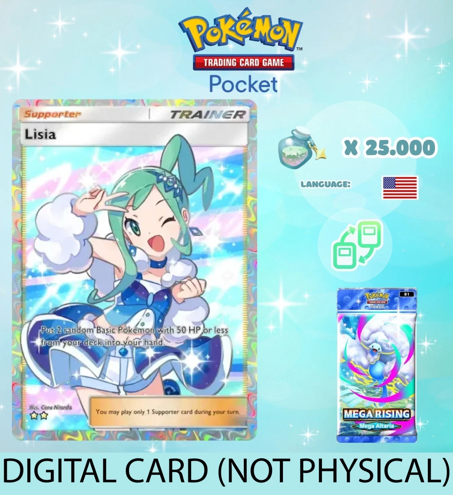 [DIGITAL] Pokemon TCG Pocket – Lisia Full Art Card (English)