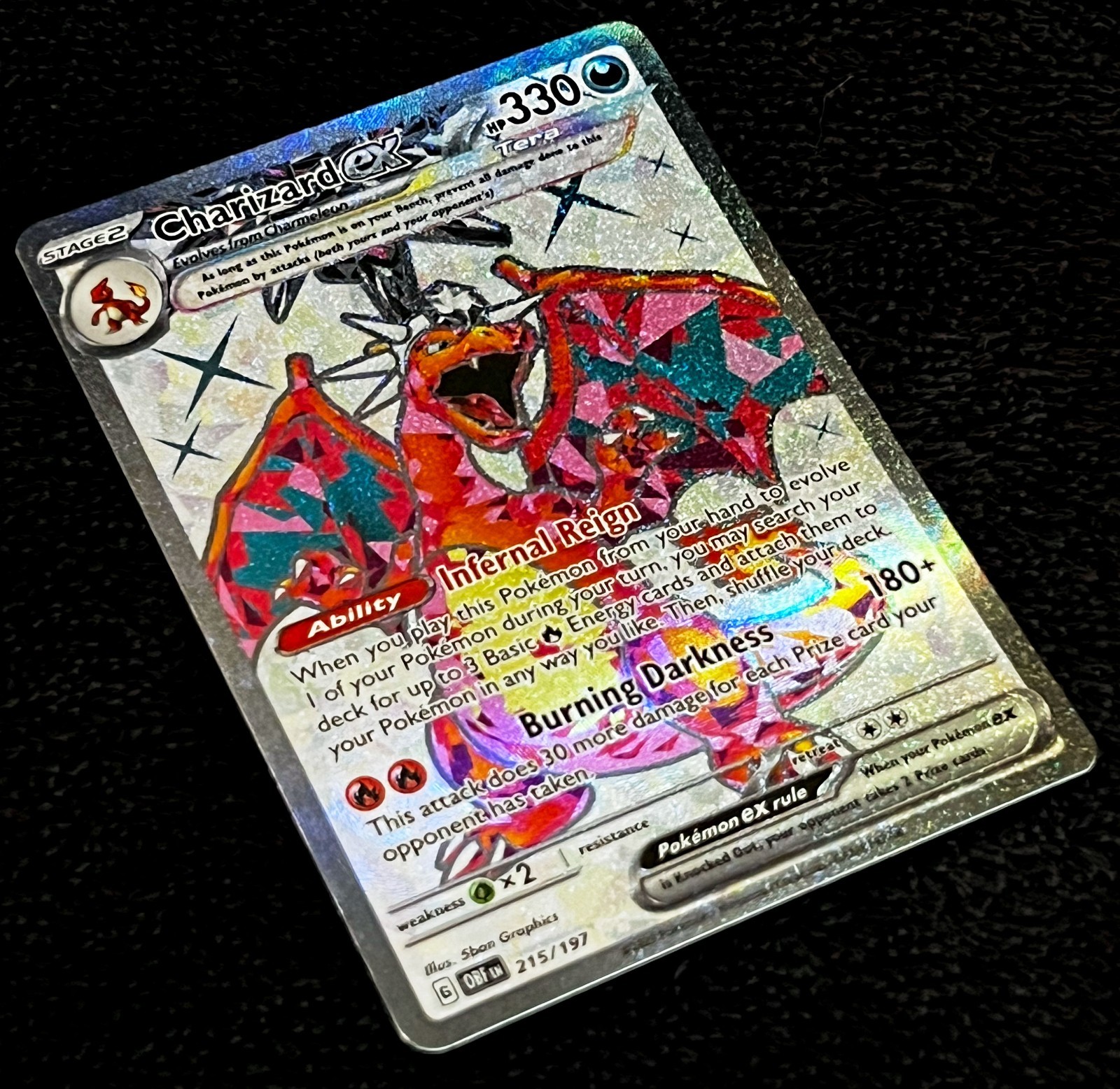 2023 CHARIZARD EX • 215/197 • OBSIDIAN FLAMES HYPER RARE SILVER • POKéMON