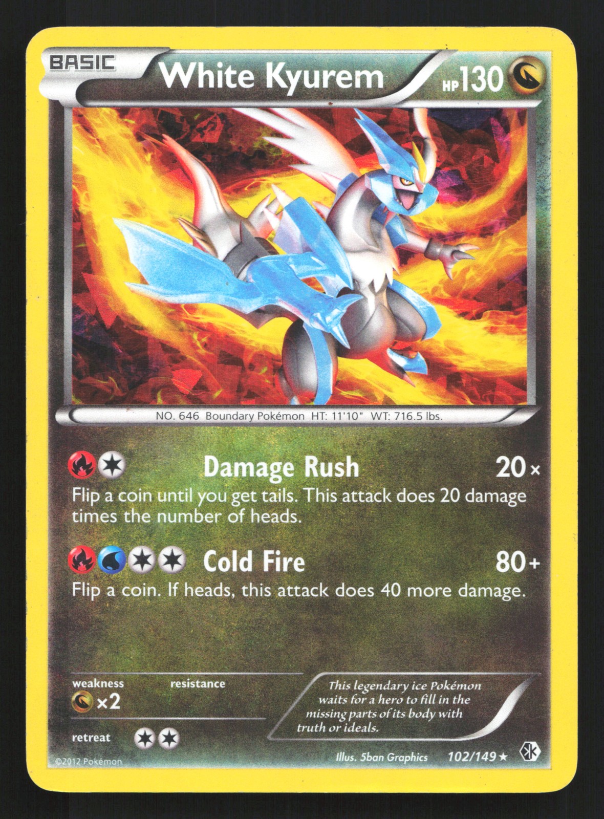 White Kyurem (Cracked Ice) 102/149 Boundaries Crossed Holo Rare Pokemon Card