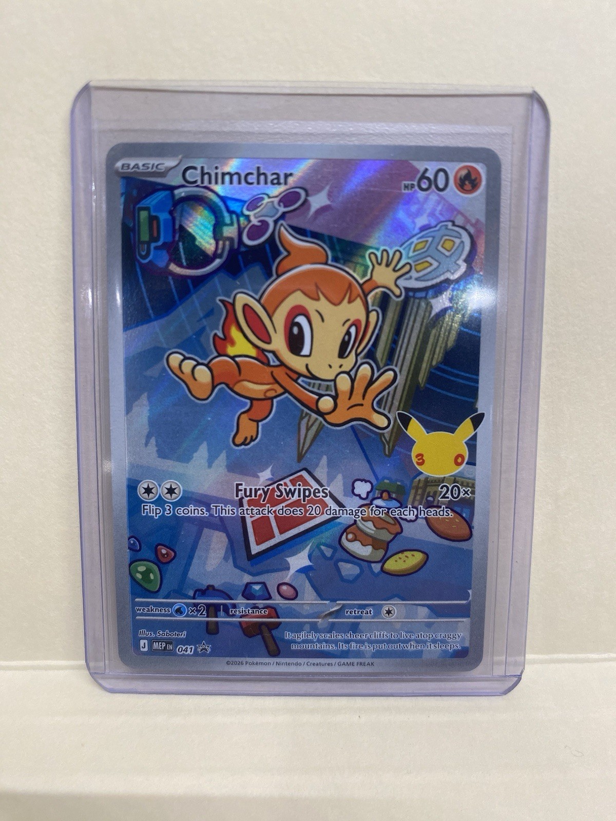 Chimchar 041 First Partner Pack 30th Anniversary Stamp Promo NM