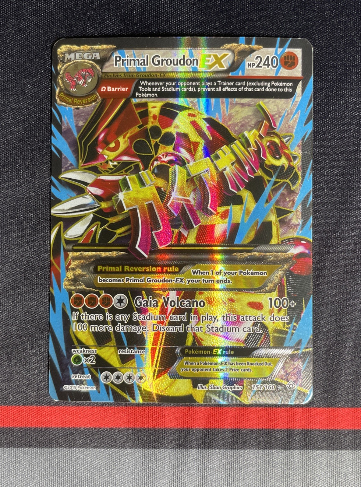 Pokemon Card – Primal Groudon EX 151/160 Full Art Holo Rare – XY Primal Clash