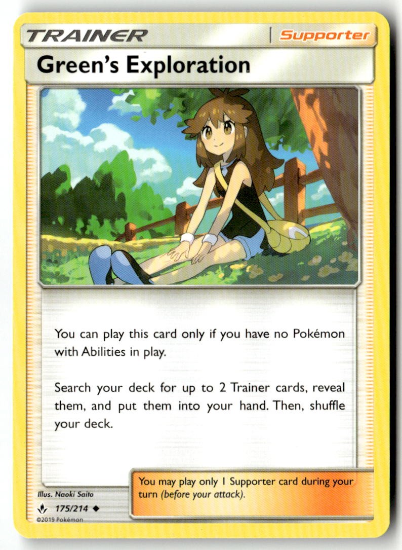 Green’s Exploration 175/214 Uncommon SM – Unbroken Bonds Pokemon Near Mint