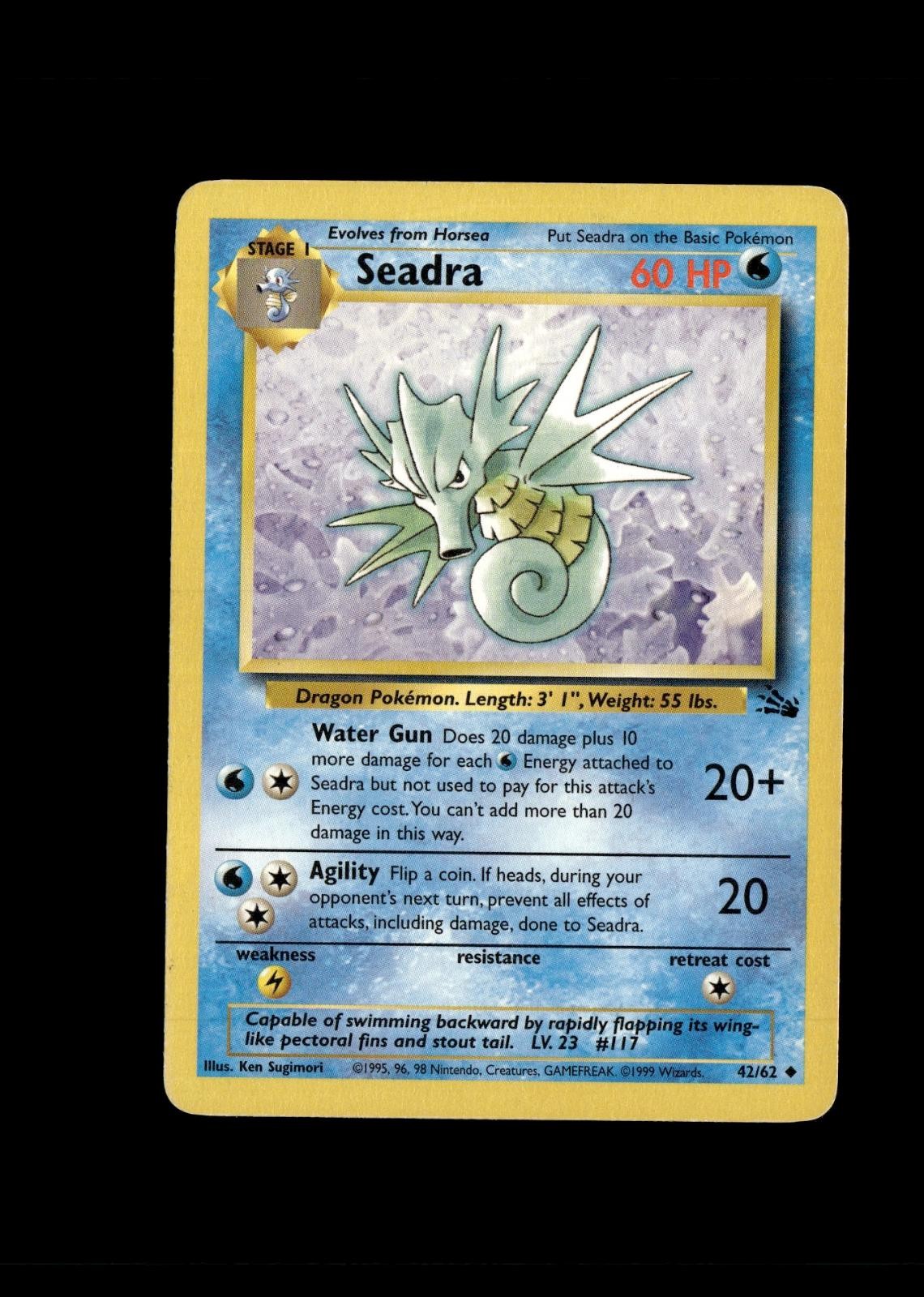 Seadra 42/62 Uncommon Fossil Pokemon Unlimited Lightly Played