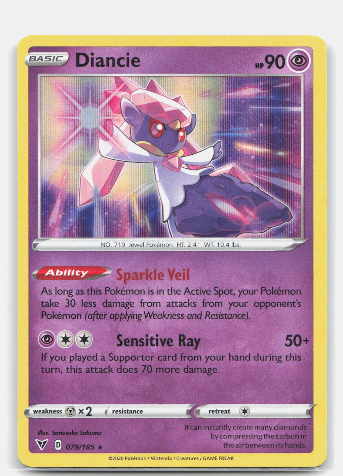Diancie Holo Rare SWSH04: Vivid Voltage 079/185 NM