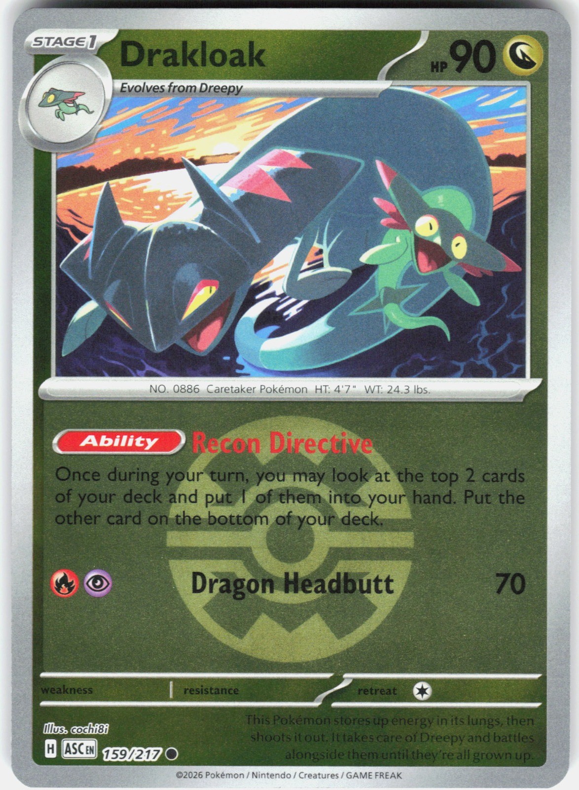 Drakloak – (Quick Ball) Reverse Holo Ascended Heroes 159/217 NM Midori Harada