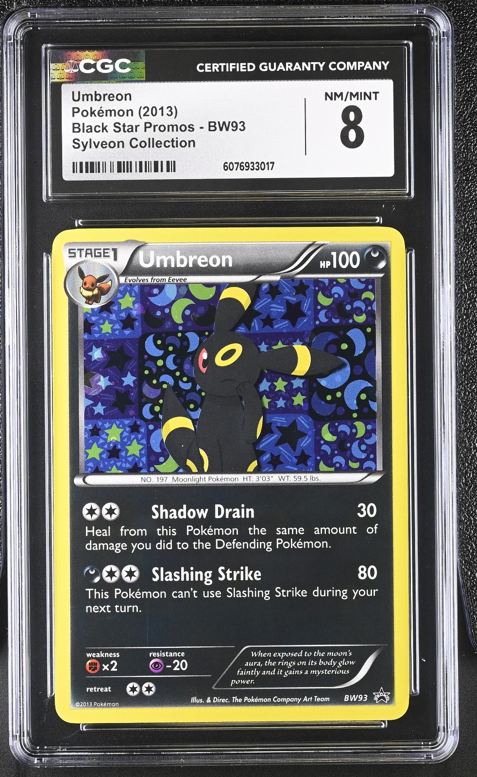 2013 POKEMON SYLVEON COLLECTION UMBREON #BW93 HOLO CGC 8 NM #6076933017