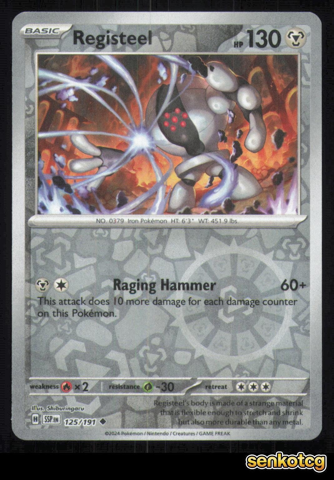 🎴 Registeel 125/191 Reverse Holo Surging Sparks NM 🎨 Shiburingaru