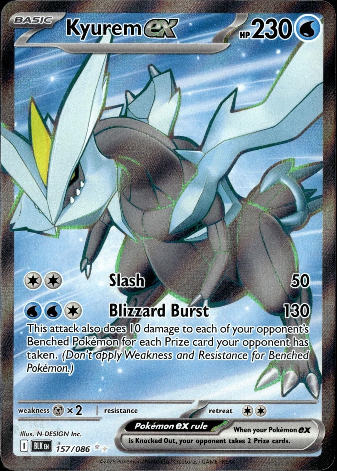 Kyurem ex 157/086 Holo Ultra Rare Black Bolt Pokemon NM/M