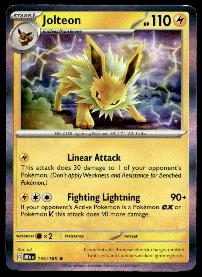 JOLTEON 135/165 RARE 151 POKEMON HOLO NM/M