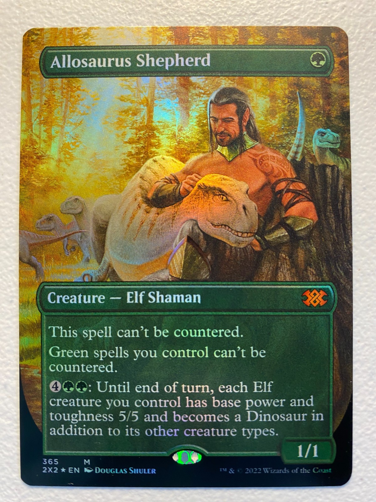 MTG 1x FOIL BORDERLESS Allosaurus Shepherd # 365 Double Masters 2022 Magic x1 NM