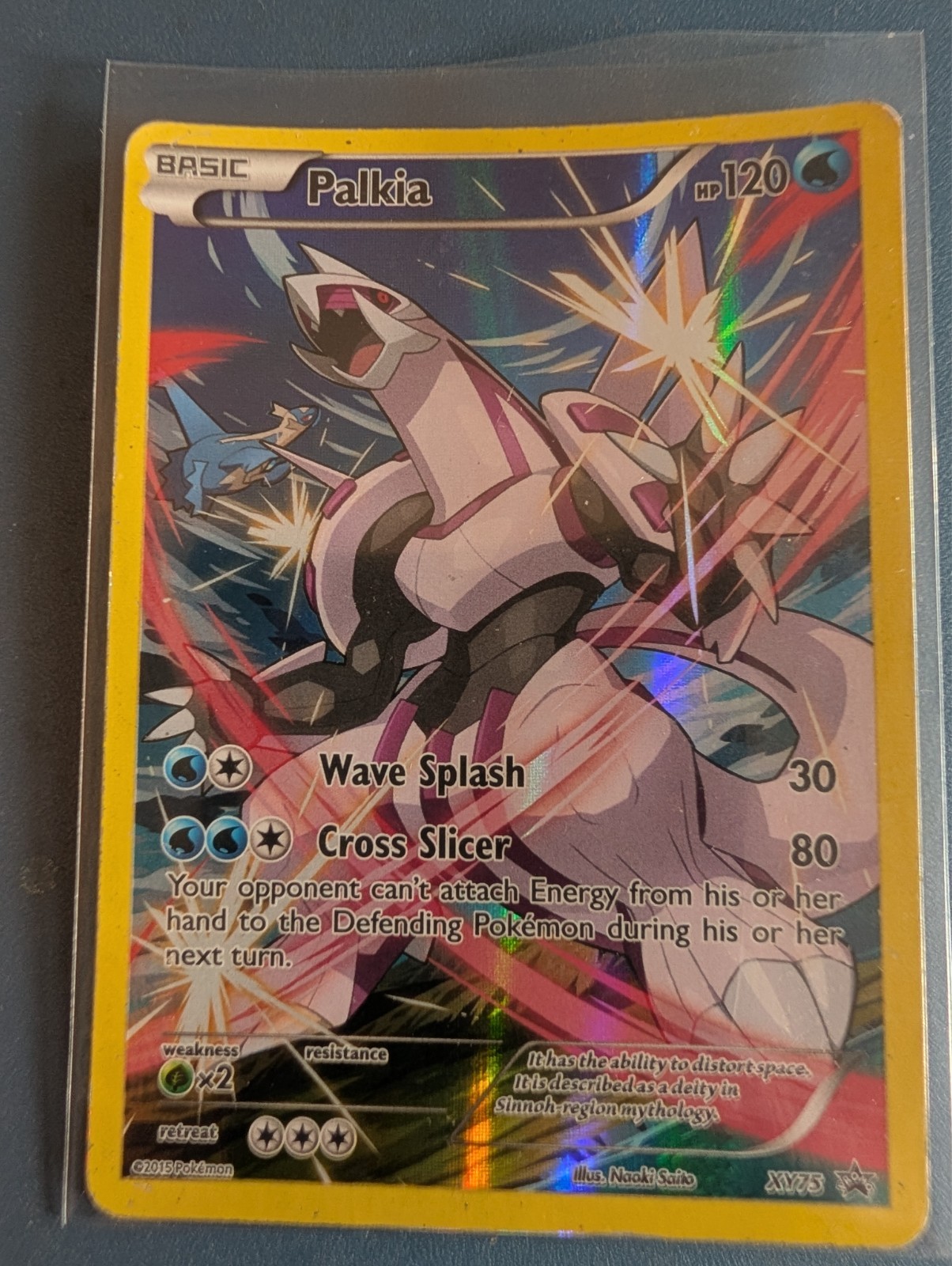 Palkia Full Art Promo (XY75) card from the XY Black Star Promos series, original