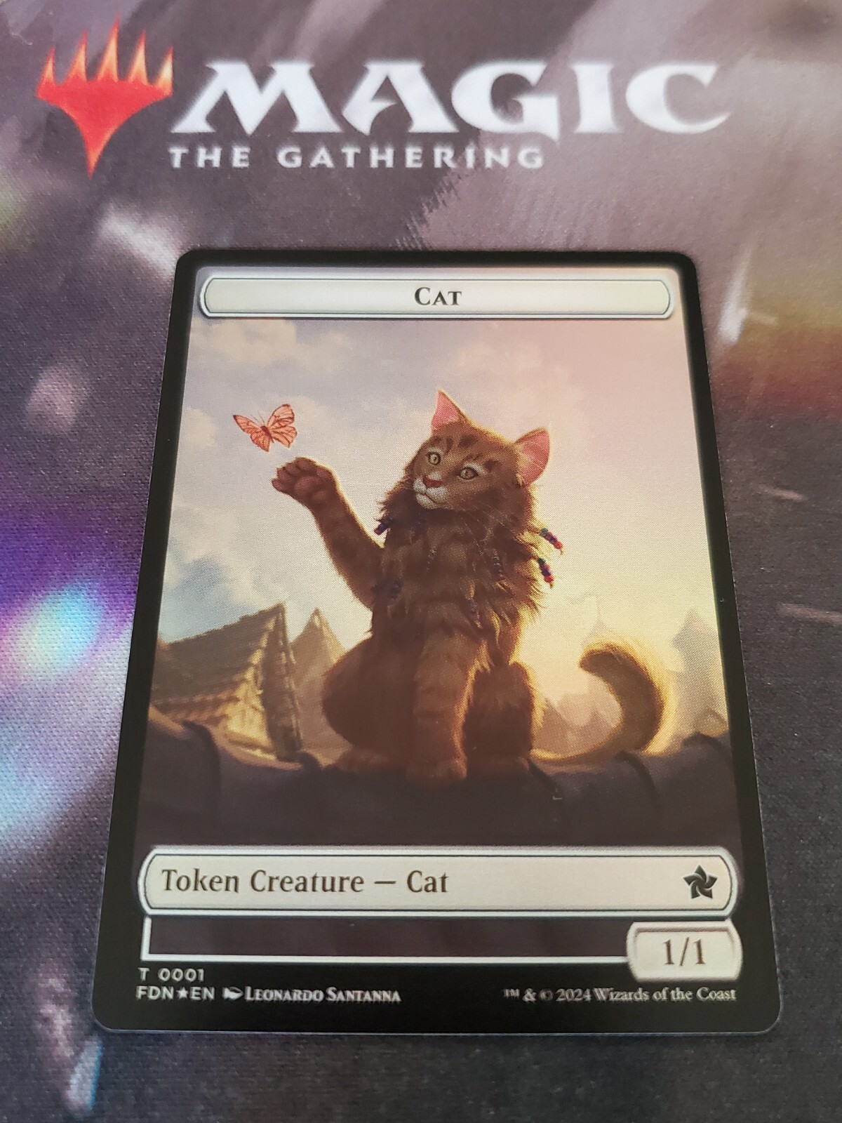 Mtg. 4x Spirit / Cat Double-Sided Token. Foil. Foundations. Nm