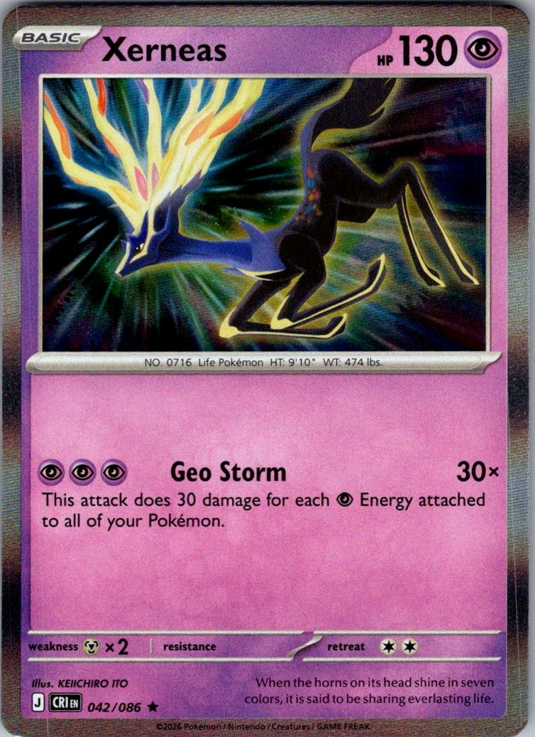 Xerneas Chaos Rising 042/086 Rare Holo Pokemon Near Mint