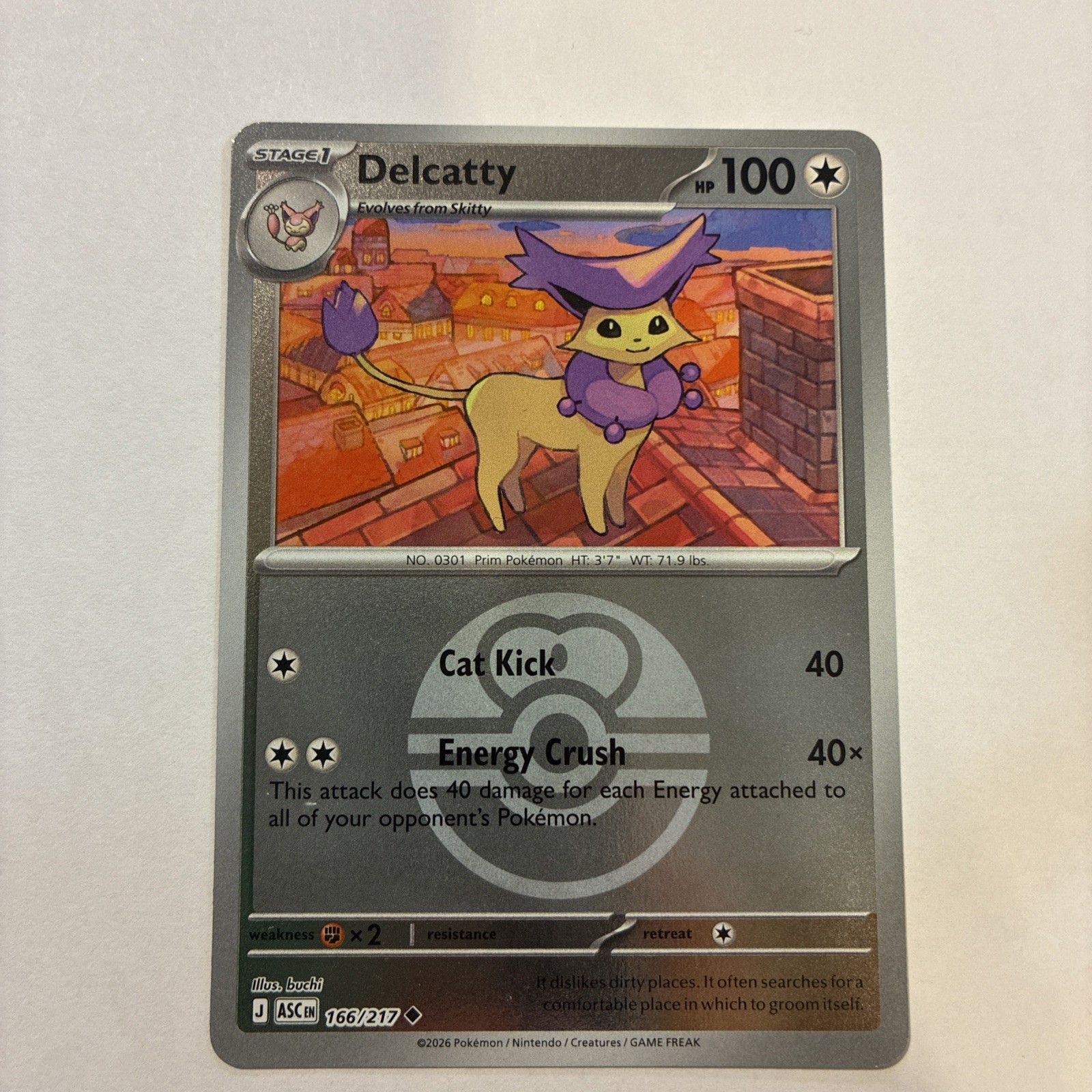 Delcatty Reverse Holo Pokéball Ascended Heroes #166/217 Pokemon 2026 NM