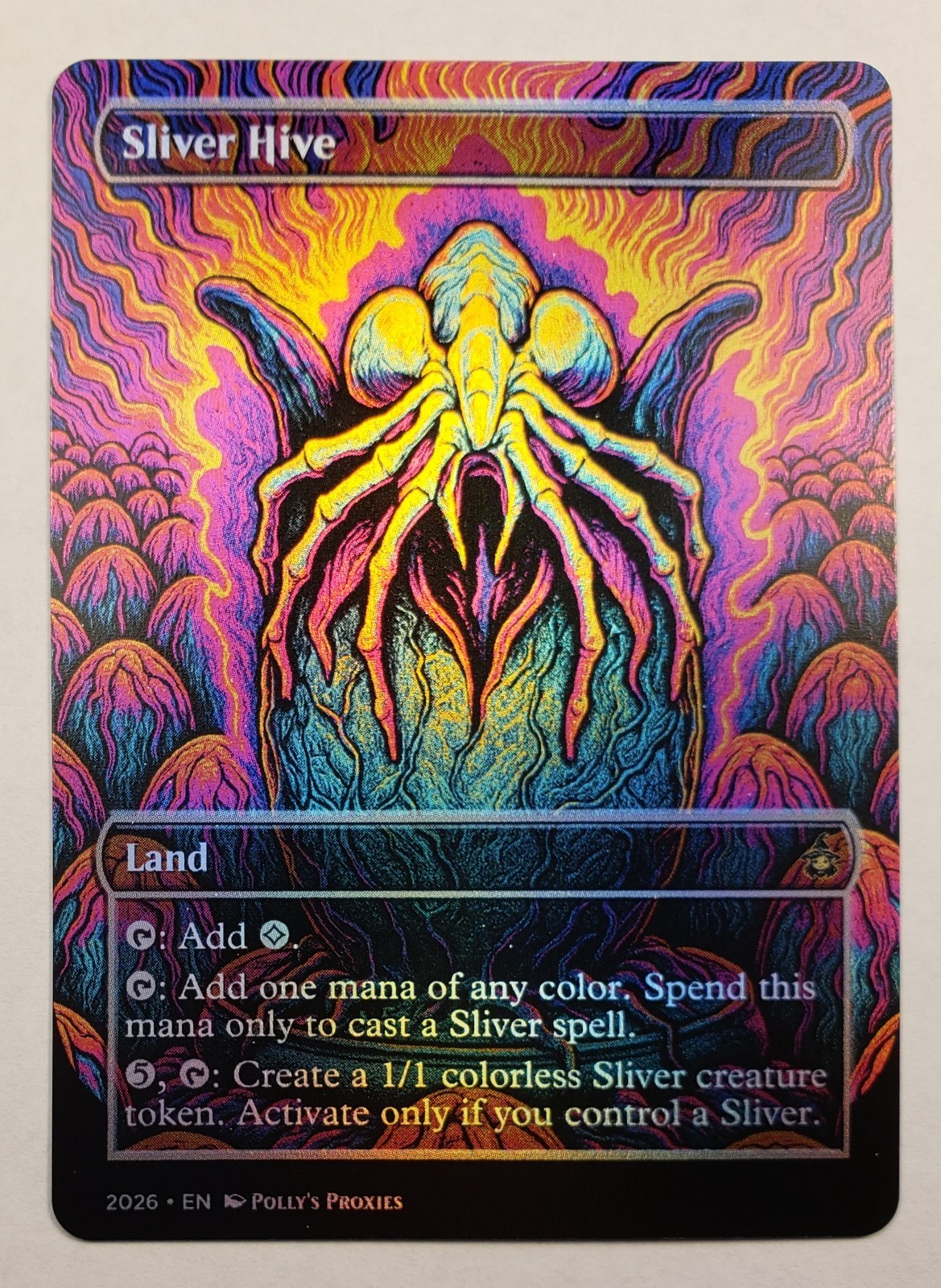 Sliver Hive FOIL Proxy Card with Custom Fantasy Metal Poster Art Design