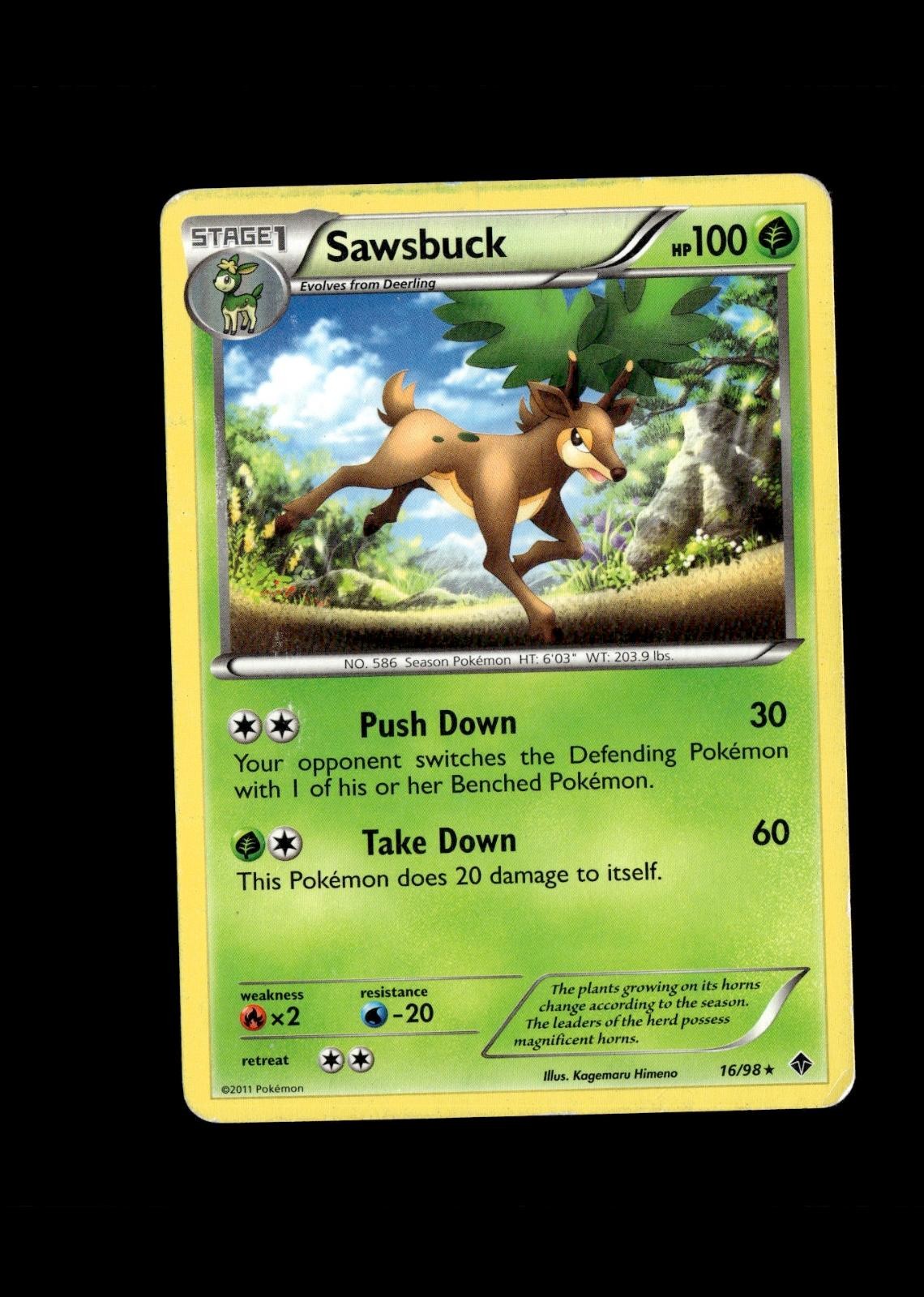 Sawsbuck 16/98 Rare Emerging Powers Pokemon Heavily Played