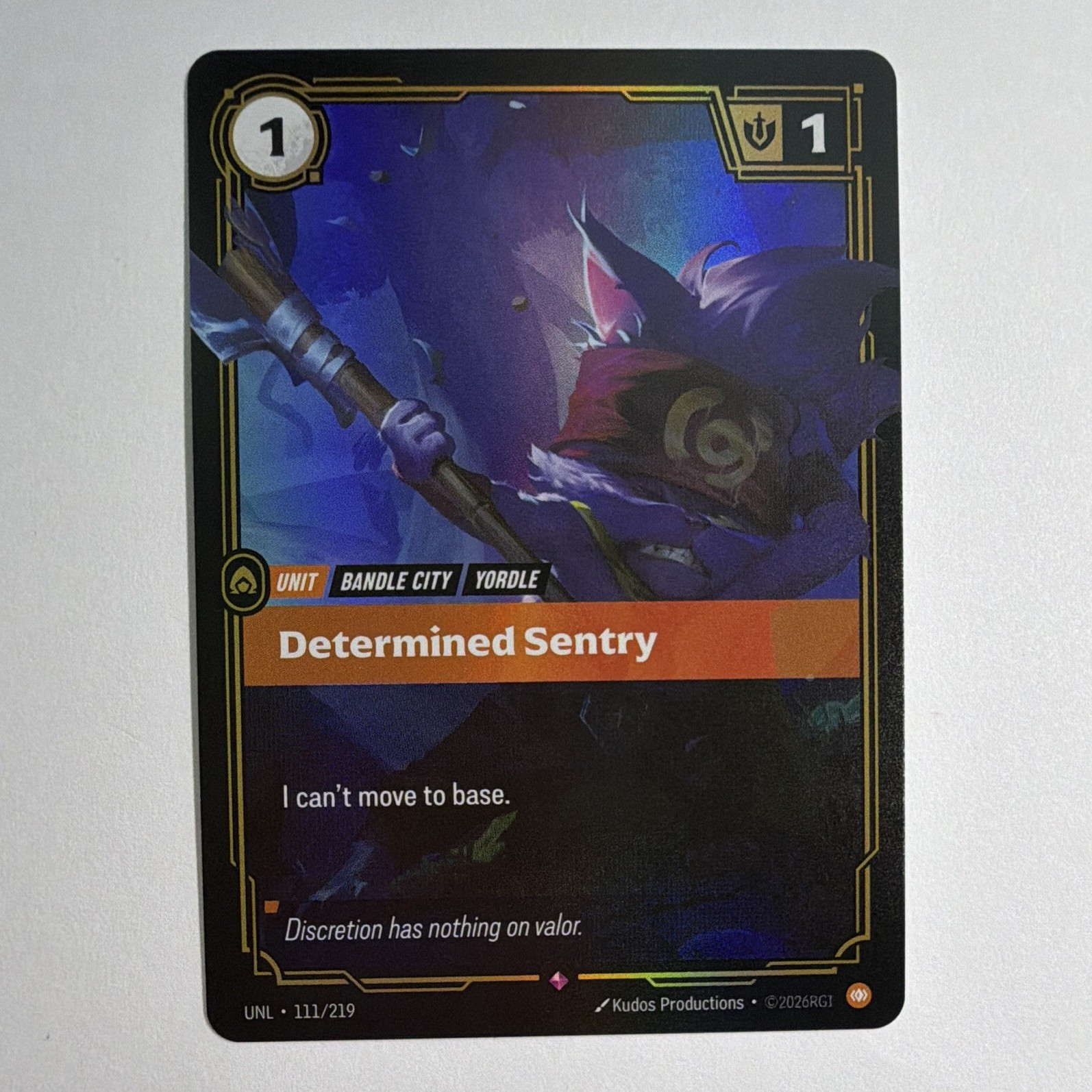 Riftbound- Determined Sentry Unit 111/219 EN 2026 Cost 1