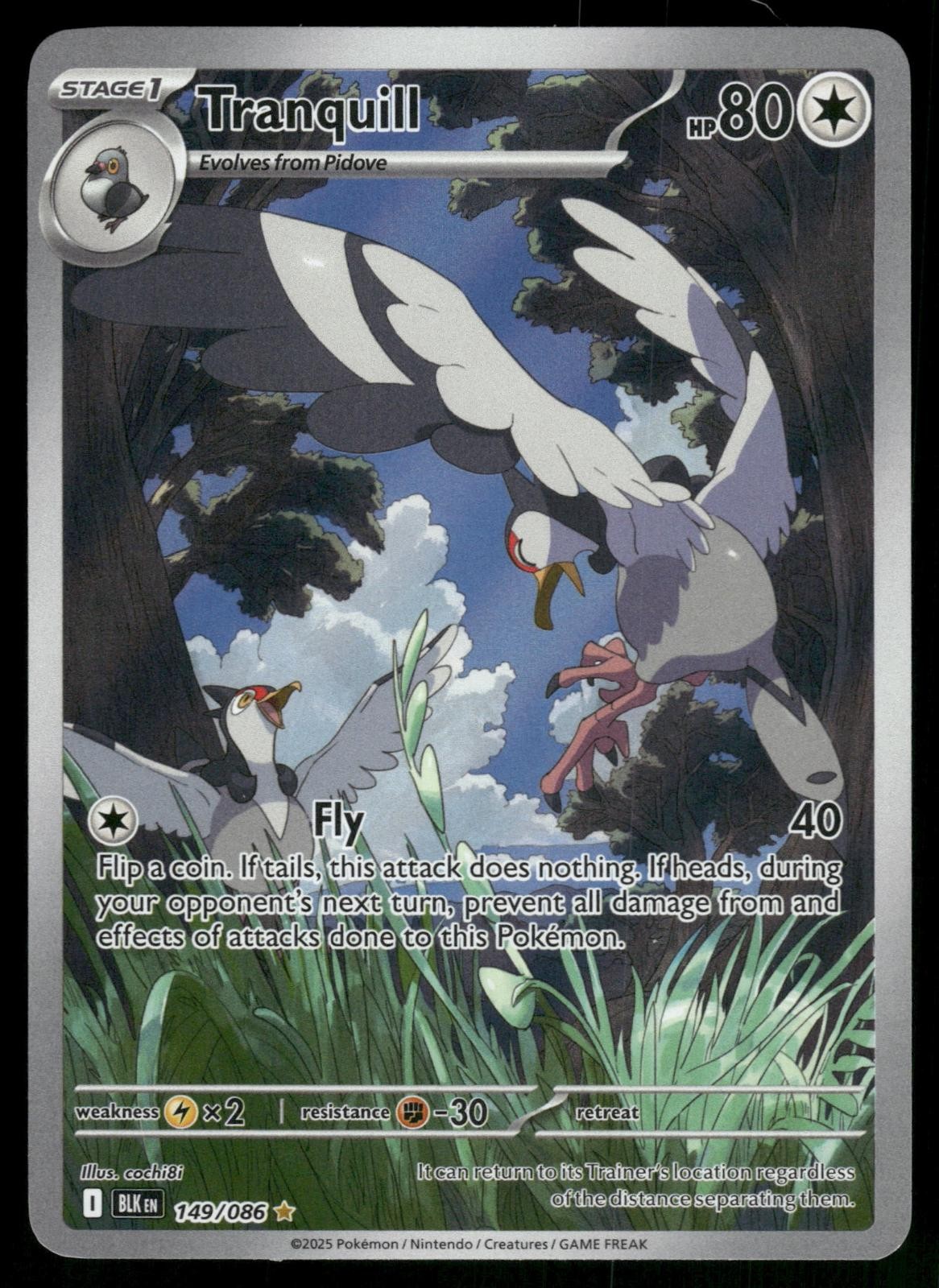 Tranquill 149/086 Holo Illustration Rare Black Bolt Pokemon Near Mint