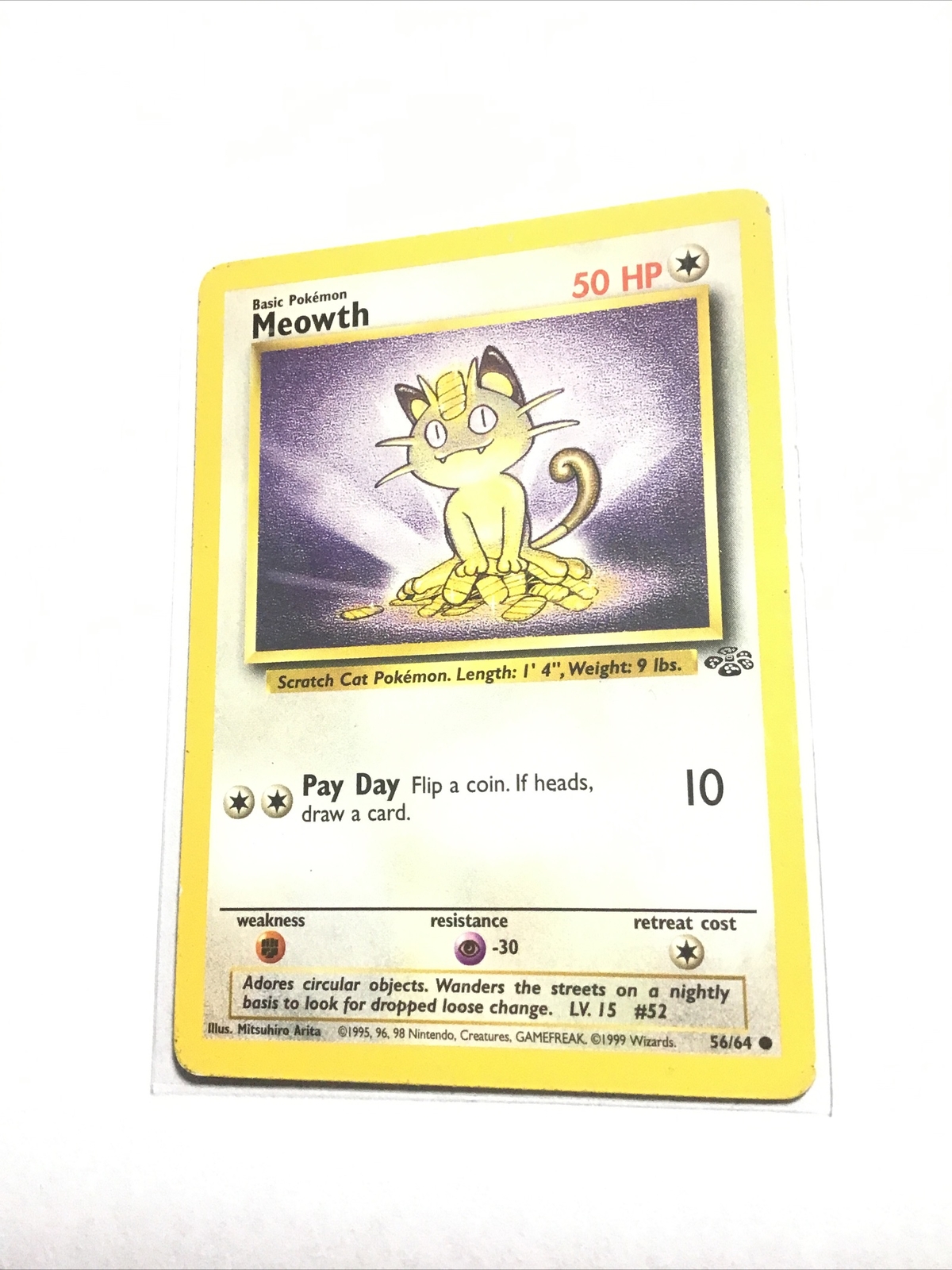 MEOWTH – 56/64 – Jungle – Pokemon Card – HP
