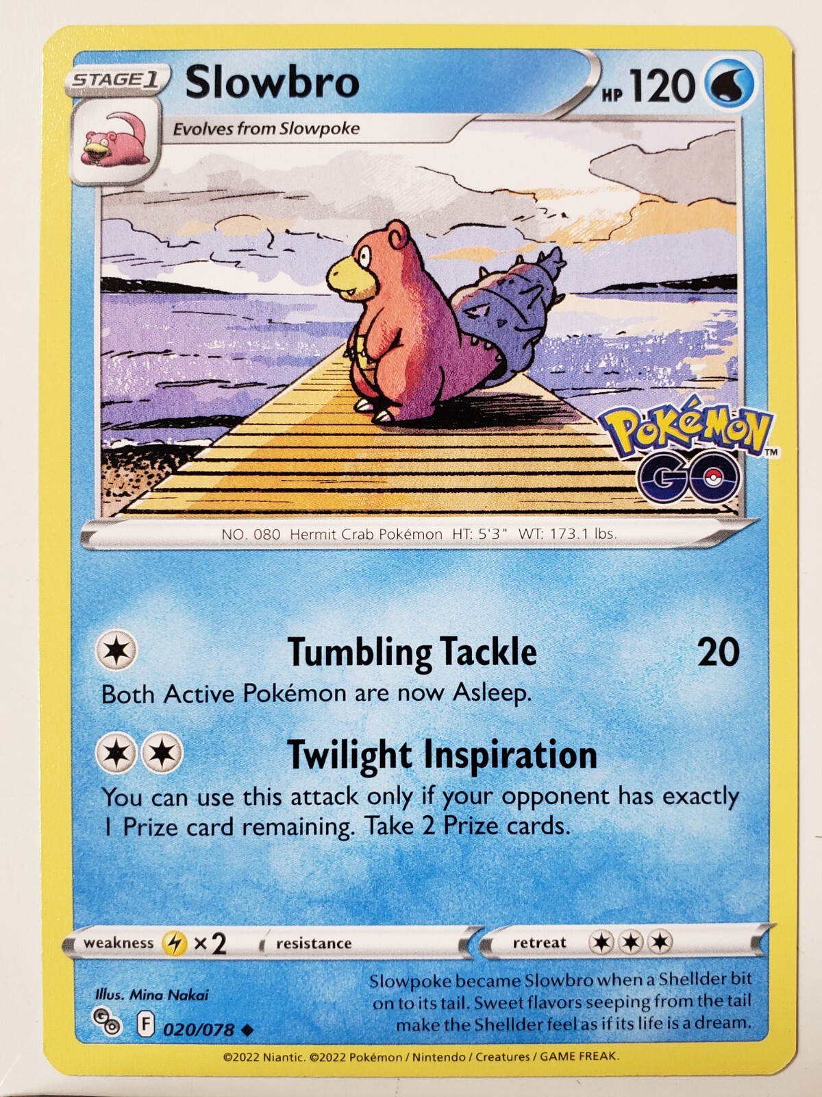Slowbro 020/078 NM / M – Pokemon Go TCG Pokemon Card – – Mina Nakai Art