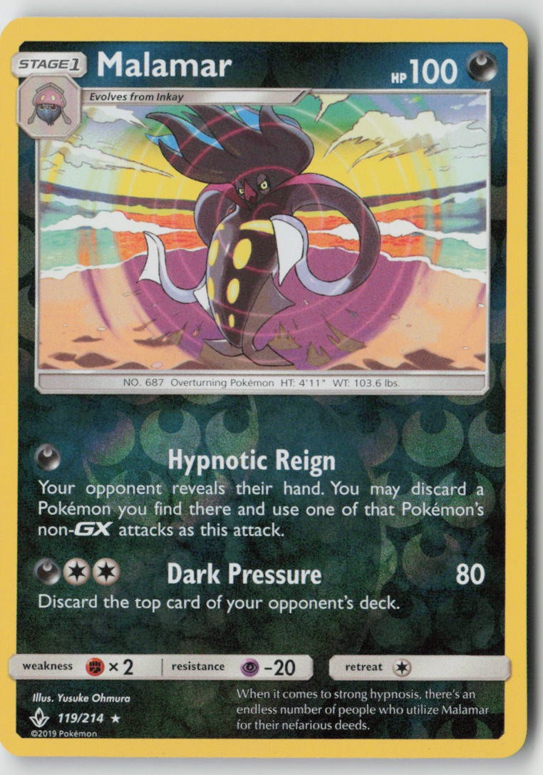 Malamar 119/214 – SM – Unbroken Bonds Reverse Holo – PTCG – LP