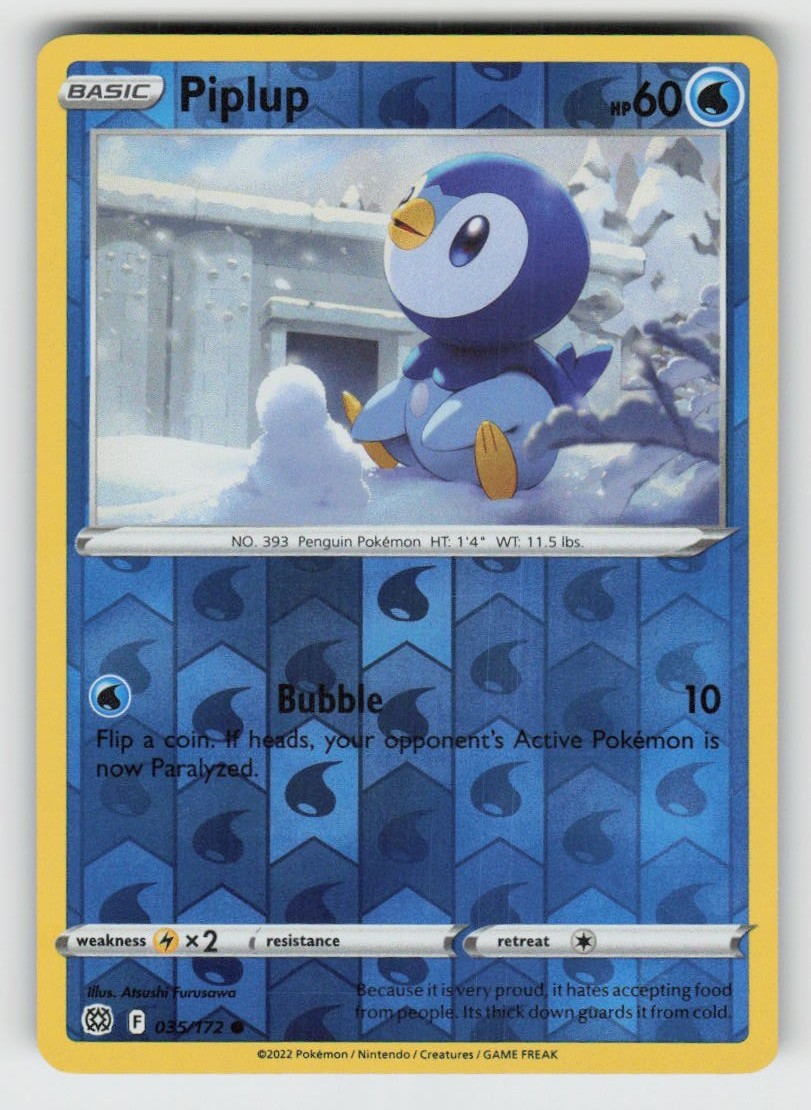 Reverse Holo Piplup 035/172 Common Brilliant Stars Near Mint