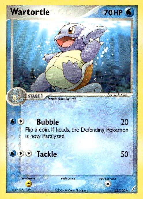 Wartortle 42/100 Uncommon Crystal Guardians Pokemon Lightly Played
