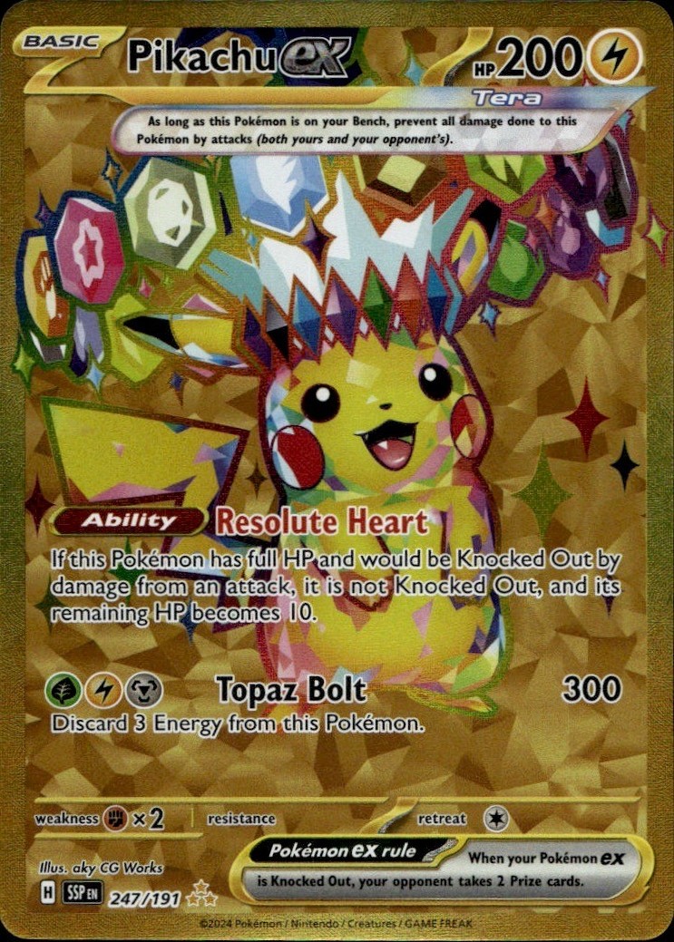 Pikachu ex 247/191 Hyper Rare Surging Sparks Pokemon Holo Near Mint