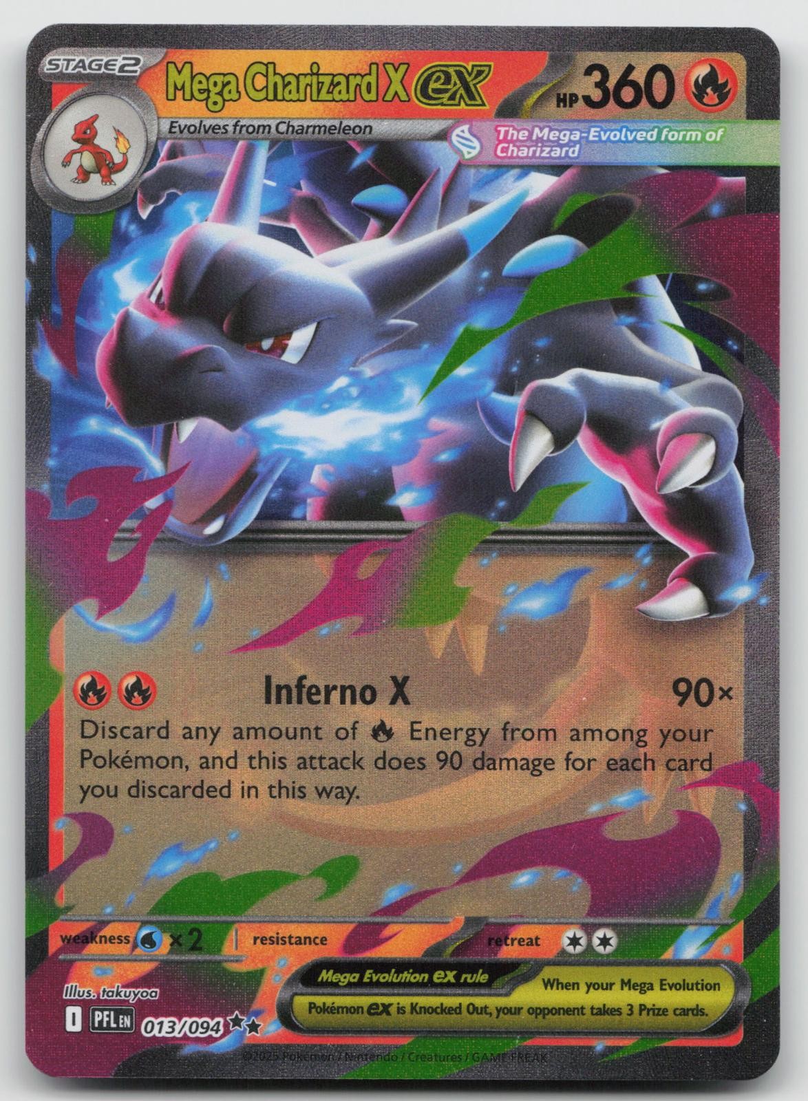 Mega Charizard X ex 013/094 Double Rare Phantasmal Flames Pokemon Holo Near Mint