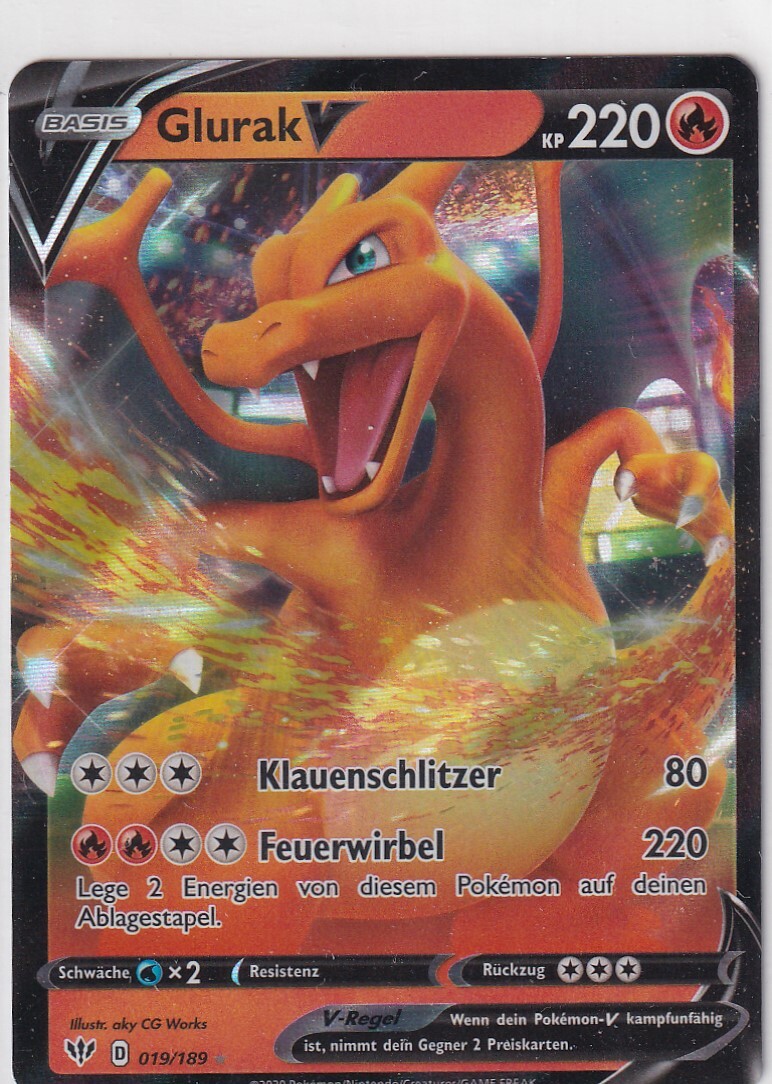 Pokemon Card Flaming Darkness No. 19/189 Charizard V German