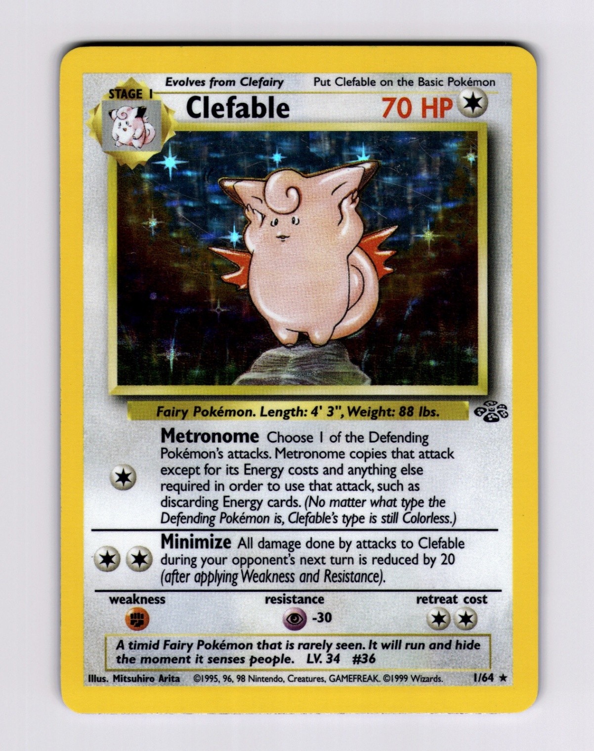 Clefable (1) 01/64 Jungle 1999 Pokemon Vintage LP- MP+
