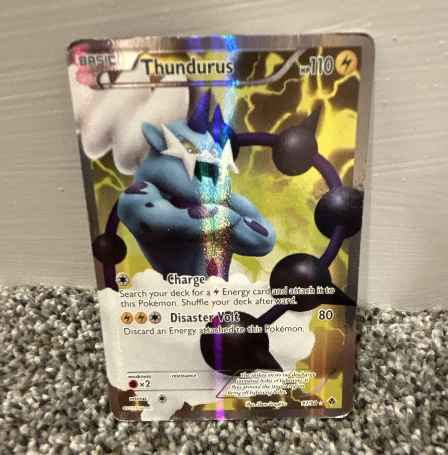 Pokémon TCG Thundurus Full Art Holo Ultra Rare 97/98 Emerging Powers Eng