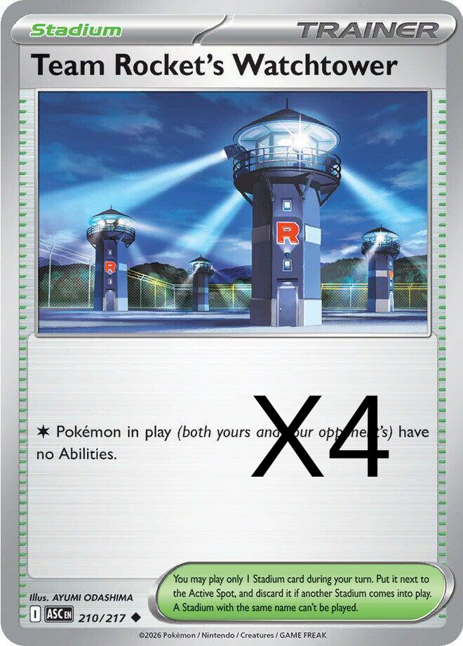(x4) Team Rocket’s Watchtower 210/217 ME: Ascended Heroes Pokemon TCG PLAYSET