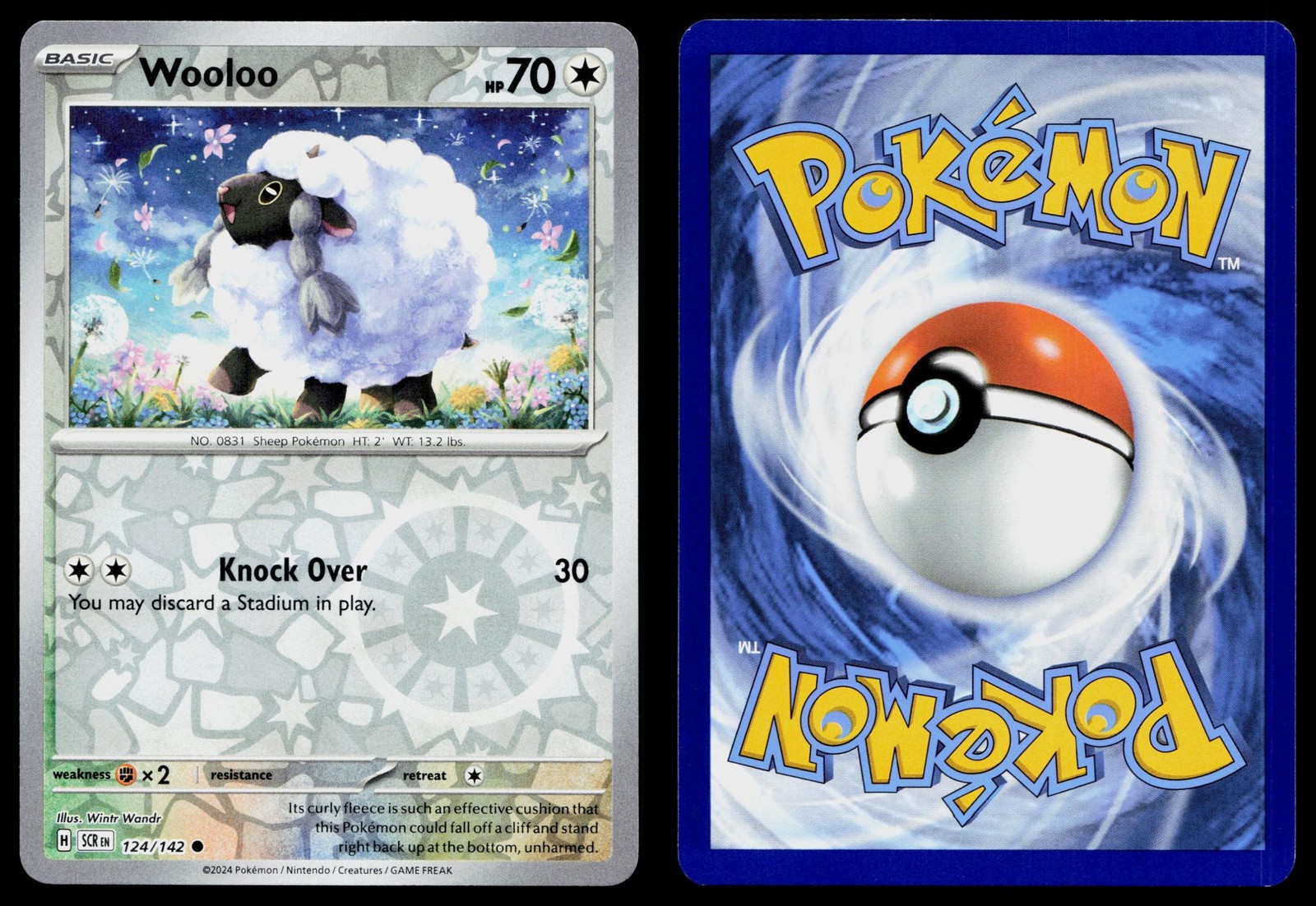 WOOLOO 124/142 COMMON STELLAR CROWN POKEMON REVERSE HOLO NM